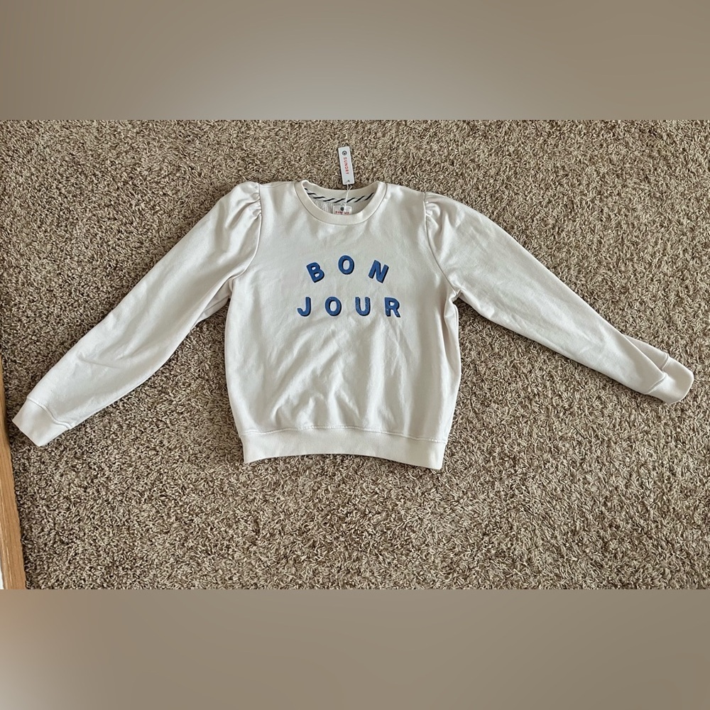 Anthropologie Sundry Bonjour Crewneck sweatshirt with subtle puff shoulders - Picture 12 of 12